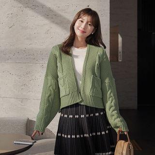 Open-front Cable-knit Cropped Cardigan