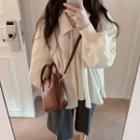 Plain Long-sleeve Blouse / High-waist Shorts