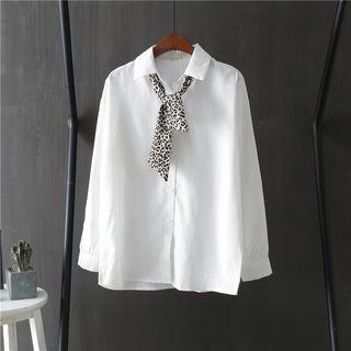 Set: Long-sleeve Shirt + Leopard Print Tie