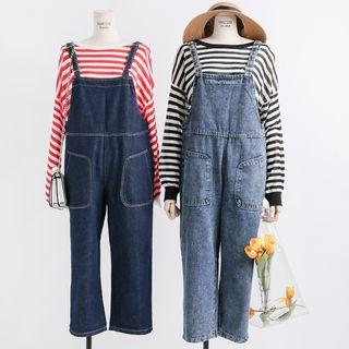 Loose-fit Sleeveless Wide-leg Denim Jumpsuit