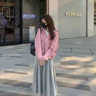 Zip Hoodie / Midi A-line Skirt / Set