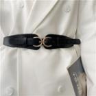 Double-buckle Faux Leather Waist Belt Black - One Size