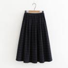 Plaid Cotton Midi A-line Skirt