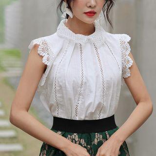 Sleeveless Perforated-detail Top