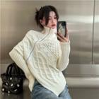 Turtleneck Cable-knit Zipped Sweater