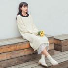 Collared Cable Knit Sweater Dress