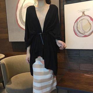 Spaghetti Strap Knit Top / Wide-leg Pants / Striped Knit Skirt / Cardigan