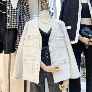 Fringed Trim Button-up Jacket