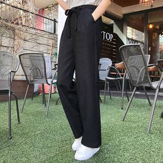 Band-waist Tie-front Wide-leg Pants