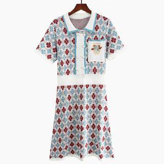 Polo Short-sleeve Printed Knit Dress As Show In Figure - M