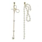 Non-matching Faux Pearl Bow Dangle Earring