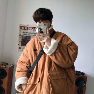 Long-sleeve Fleece Plain Coat