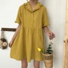 Frill Collar Short-sleeve A-line Dress