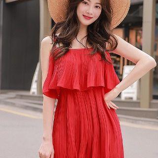 Sleeveless Pleated Playsuit