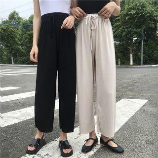 Plain Loose-fit High-waist Wide-leg Pants