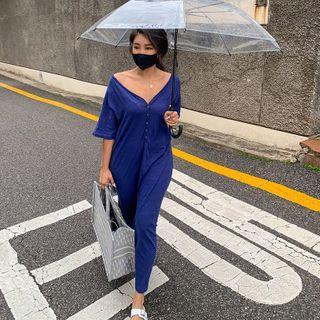 Loose-fit Maxi Henley Dress