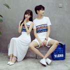 Sleeveless Printed Midi Dress / Short-sleeve Printed T-shirt
