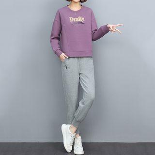 Set: Lettering Sweatshirt + Straight Leg Pants
