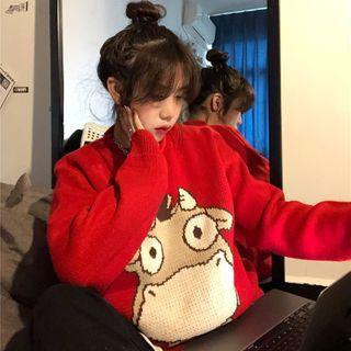 Cow Pattern Round-neck Sweater