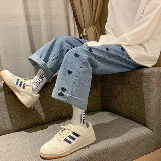 High-waist Heart Straight Cut Jeans
