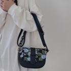 Floral Print Panel Crossbody Bag Floral - Blue & Green - One Size