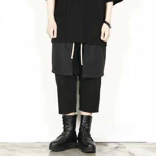 Drawstring-waisted Cargo-pocket Trim Cropped Pants