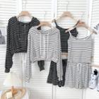 Set: Striped Camisole Top + Hooded Jacket + Wide-leg Shorts