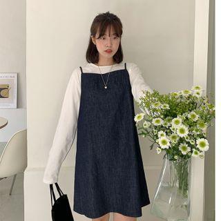Tie-back Denim Overall Dress
