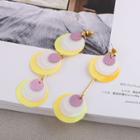 Non-matching Color Disc Dangle Earring 1 Pair - S925 Silver - One Size