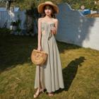 Set: Tie-front Tube Top + Midi A-line Skirt