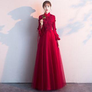 Lace Long-sleeve Sheath Evening Gown / Cocktail Dress