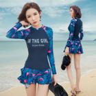 Family Matching Floral Print Rash Guard / Swim Skirt