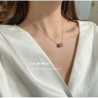 Rhinestone Pendant Necklace 925 Silver Necklace - As Shown In Figure - One Size