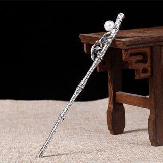 Bamboo / Flower Faux Pearl Alloy Hair Stick