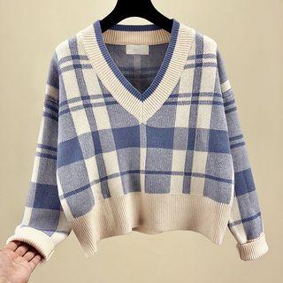 Cropped Plaid Sweater
