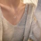 Hoop Rhinestone Pendant Alloy Necklace Gold - One Size