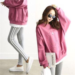 Set: Brushed Fleece Lined Sweatshirt + Pipe-trim Leggings