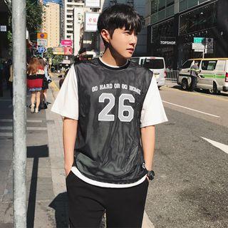 Short-sleeve Panel Number Top