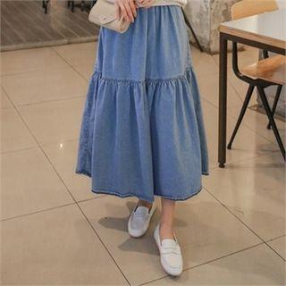A-line Denim Maxi Skirt