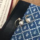 Faux-pearl Metallic Earrings Gold - One Size