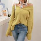 V-neck Bell-cuff Sweater