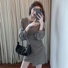 Puff-sleeve Asymmetrical A-line Dress