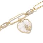 Heart Chain Necklace Gold & White - One Size