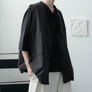 Tie-neck Elbow-sleeve Oversize Shirt