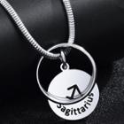 Zodiac Disc & Hoop Pendant Stainless Steel Necklace Silver - One Size