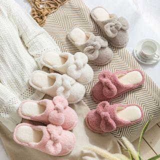 Bow Accent Fluffy Slippers