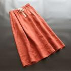 Midi A-line Skirt Tangerine Red - One Size