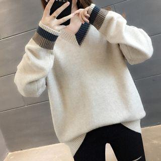 V-neck Paneled Sweater