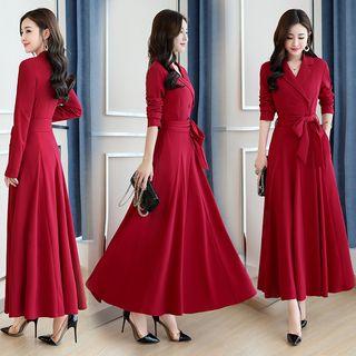 Double-breasted A-line Maxi Dress