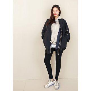 Set: Loose-fit Bomber Jacket + Vest